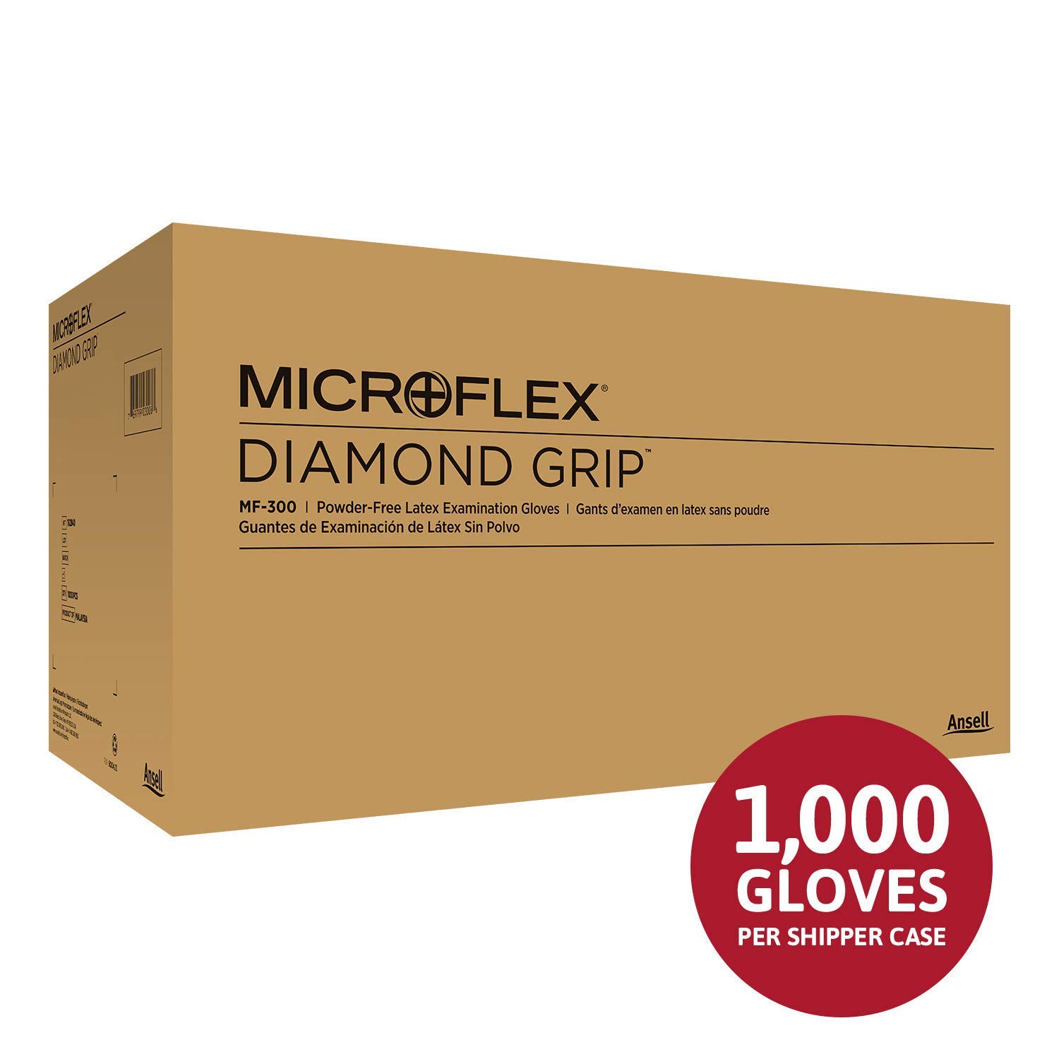 Ansell Microflex Diamond Grip MF-300 Disposable Latex Gloves for Automotive, Machinery Industries & Tub O Towels TW90 Heavy-Duty 10" x 12" Size Multi-Surface Cleaning Wipes, 90 Count Per Canister