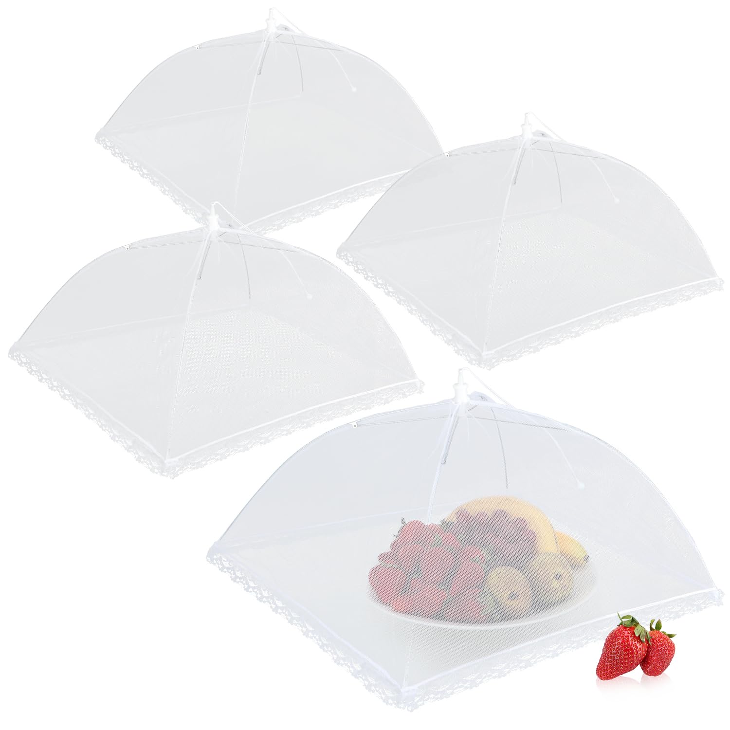 Copripiatti Rete Metallica 4 Pezzi - Schermo Anti Schizzi Per Alimenti 30x30cm - Foto 6