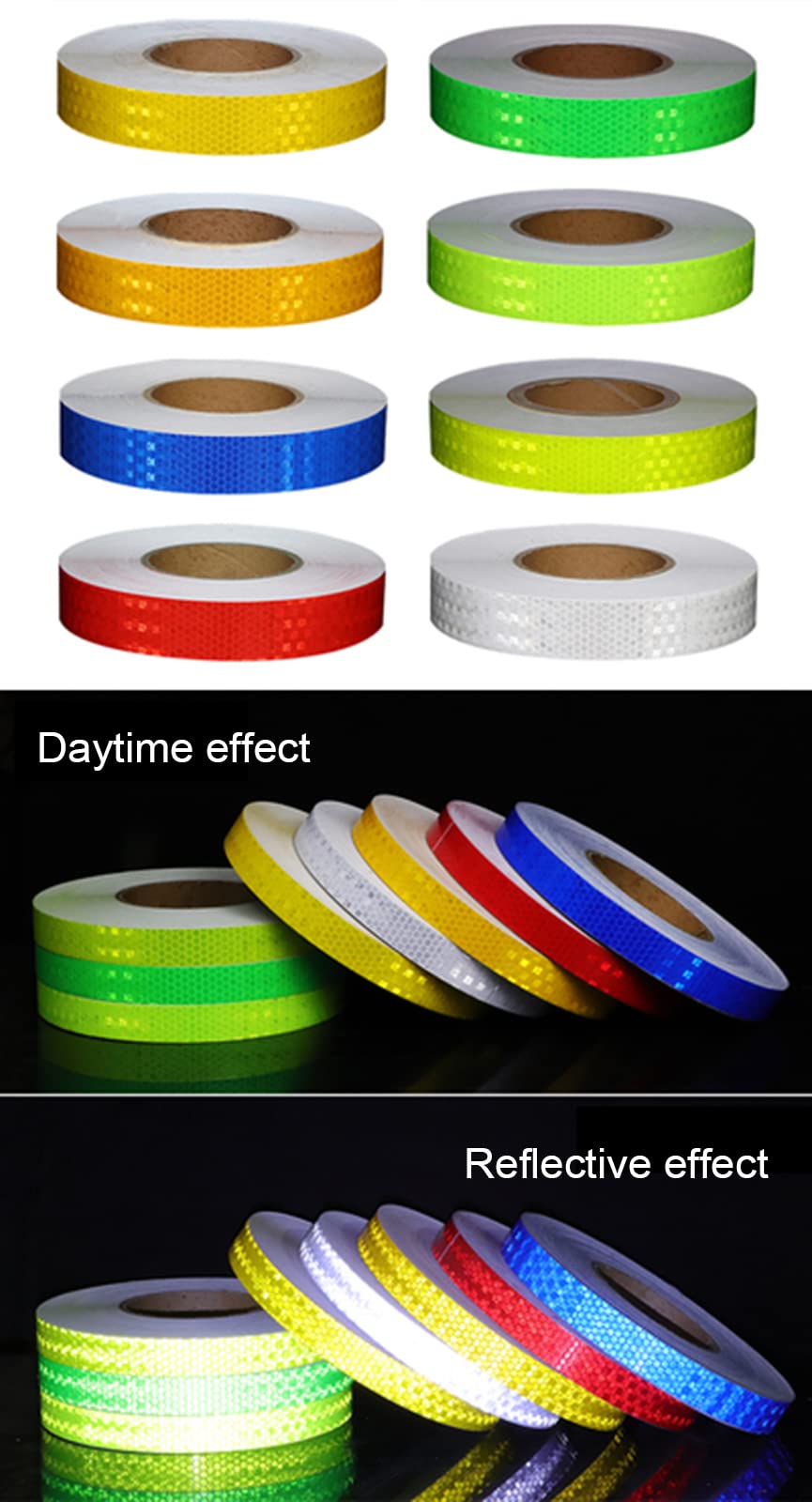 Cinta reflectante de alta visibilidad de 1.2 pulgadas x 164 pies, marca de seguridad verde fluorescente para vehículos, zonas de carretera, uso en interiores y exteriores, adhesivo duradero y