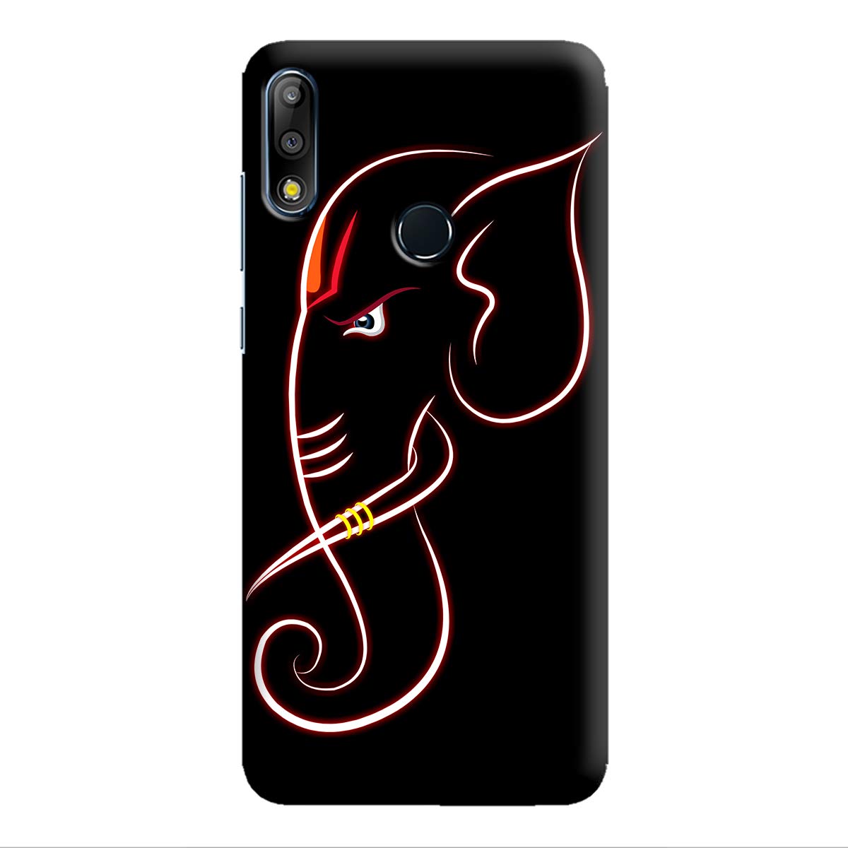 YAPZONE God Angry Elephant on Black Background Designer Printed Hard Back Case/Back Cover for Asus Zenfone Max Pro M2