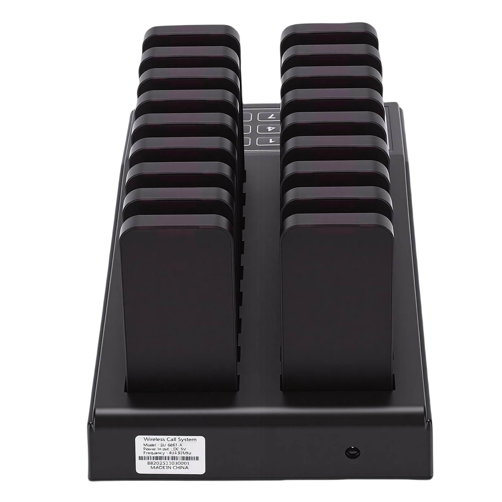 Cercapersone per Ristoranti, di Chiamata Wireless Ricaricabile, Kit Cercapersone con 1 Trasmettitore e 18 Ricevitori, per Ristoranti, Aree Ristorazione, Hotel (Spina europea)