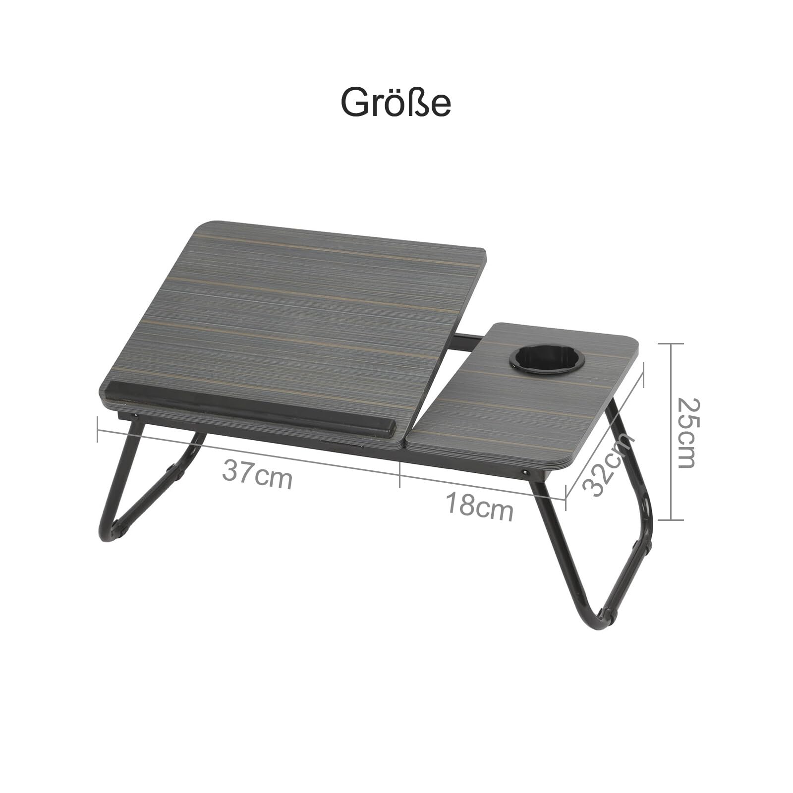Table de Lit Pliable pour Ordinateur Portable 55x32cm Plateau Multifonction avec Porte-Gobelet Bureau Portable pour Lecture Petit-Déjeuner (Noir)