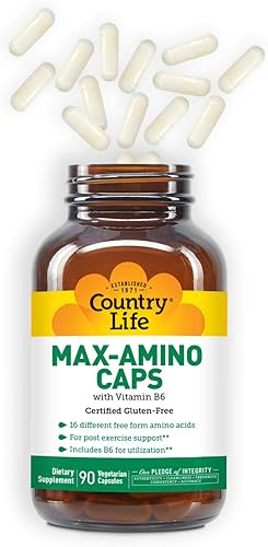 Miniatura 8 de Country Life Max-Amino con B-6 mezcla de 18 aminoácidos cápsulas vegetarianas 90 unidades