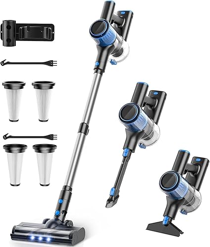 OIIWNS Aspiradora inalámbrica, potente aspiradora de succión de 25 Kpa, batería desmontable de 40 minutos de funcionamiento, 3 modos de alimentación