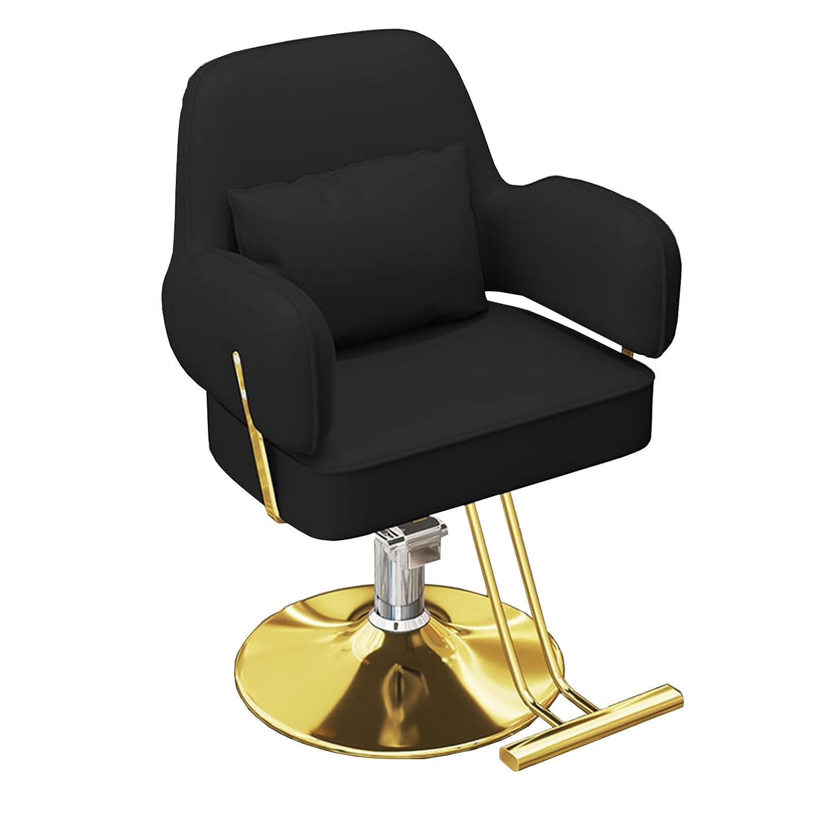 Sillas de barbero, Silla de barbero hidráulica con Cuero sintético, Silla de salón Profesional Dorada para el hogar y la barbería, Altura Ajustable, Diseño cómodo, Tamaño B