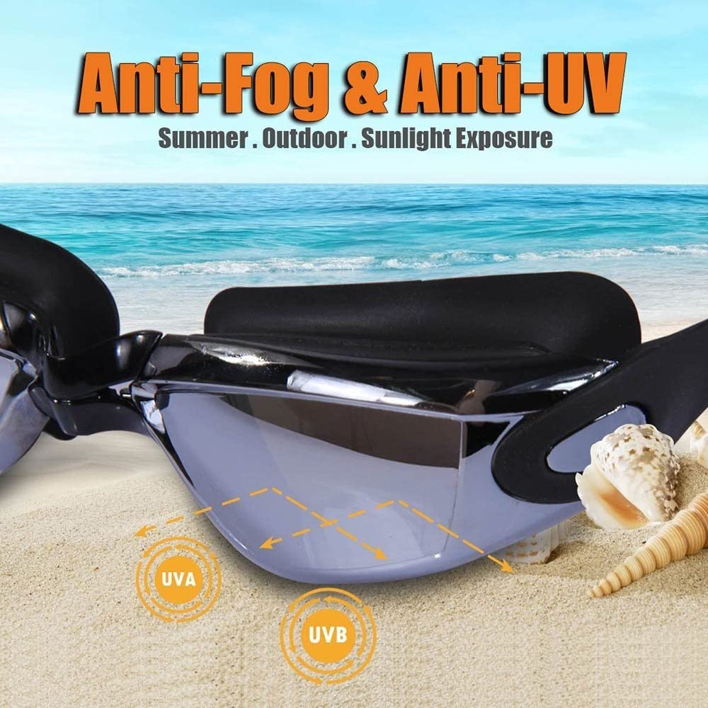 Schwimmbrillen, Schwimmbrille, Tauchbrille, Kappen, Ohrstöpsel, Nasenklammer-Set, Surfen, wasserdicht, beschlagfrei, UV-Schutz