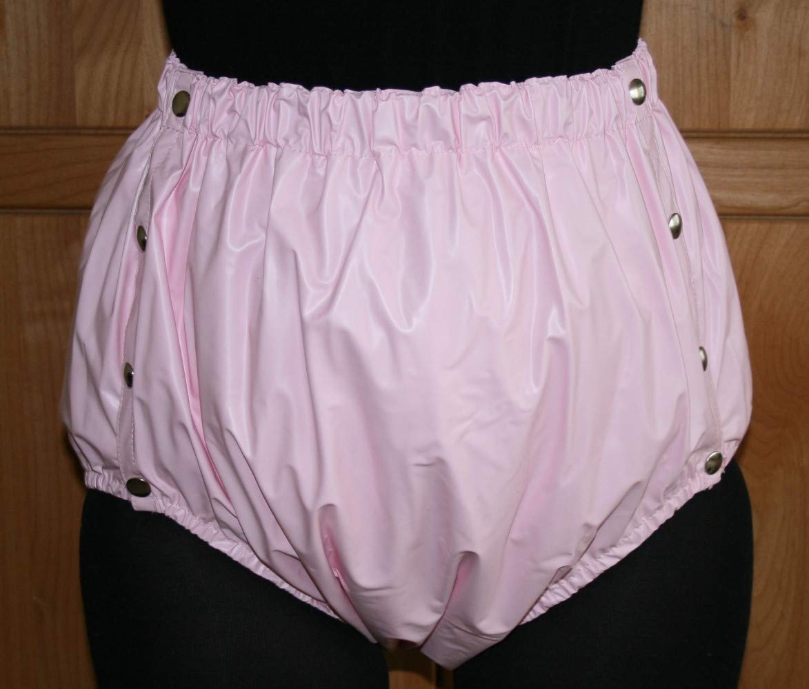 Top PVC Adult Baby Inkontinenz Knöpfer Windelhose Gummihose rosa (L)