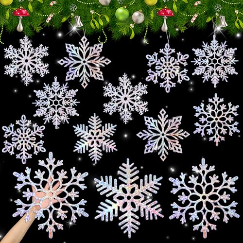 Fovths 12 Pieces Large lridescent Snowflake Ornaments 12 Inches P...