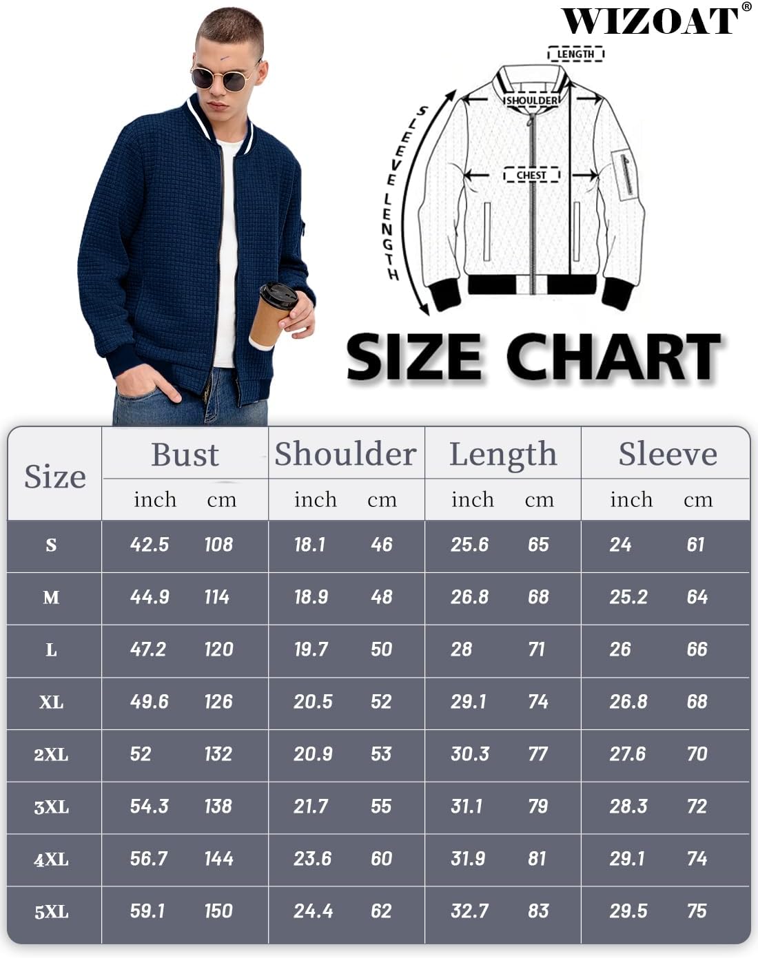 Mens Casual Jacket Lightweight Jacket Varsity Coat - Image 6