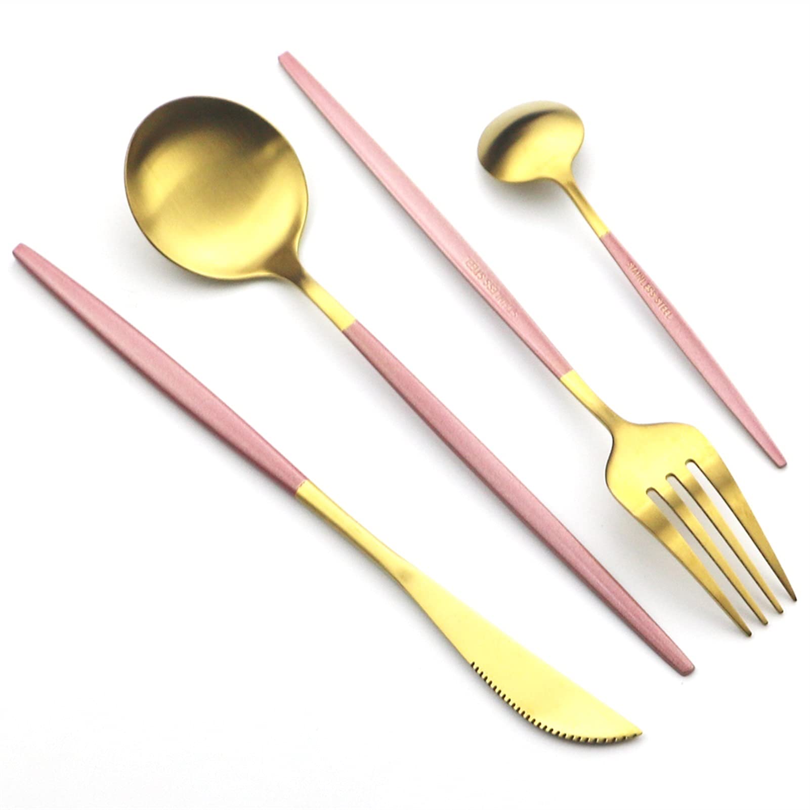 Black Gold Geschirr Besteck Set Messer Kuchengabel Kaffee Löffel Geschirr Edelstahl Besteck Eis Scoop Set essgeschirr (Color : Champagne)