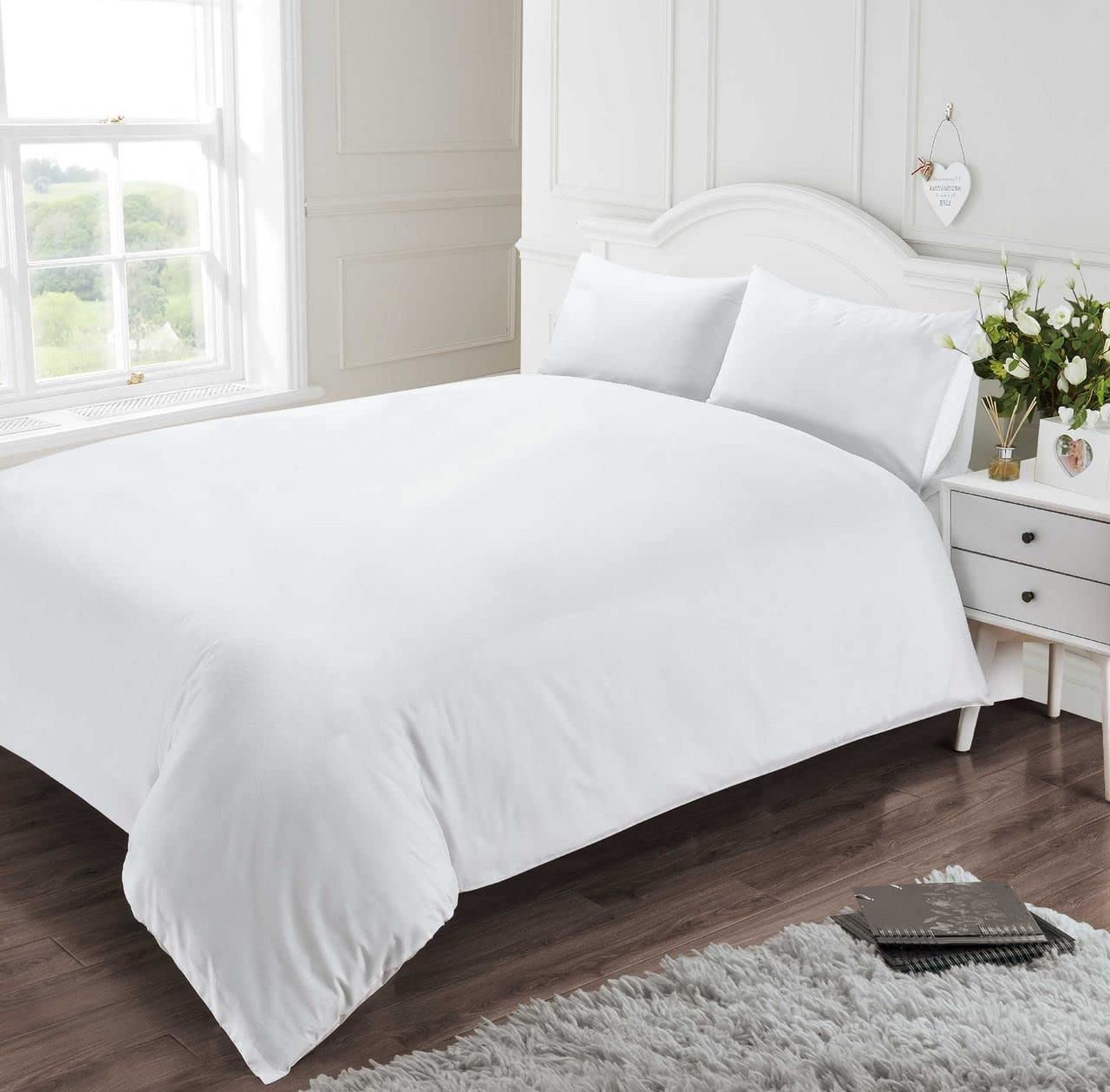 Homespace Direct 400 Thread Count 100% Egyptian Combed Cotton Duvet Cover Set White Single