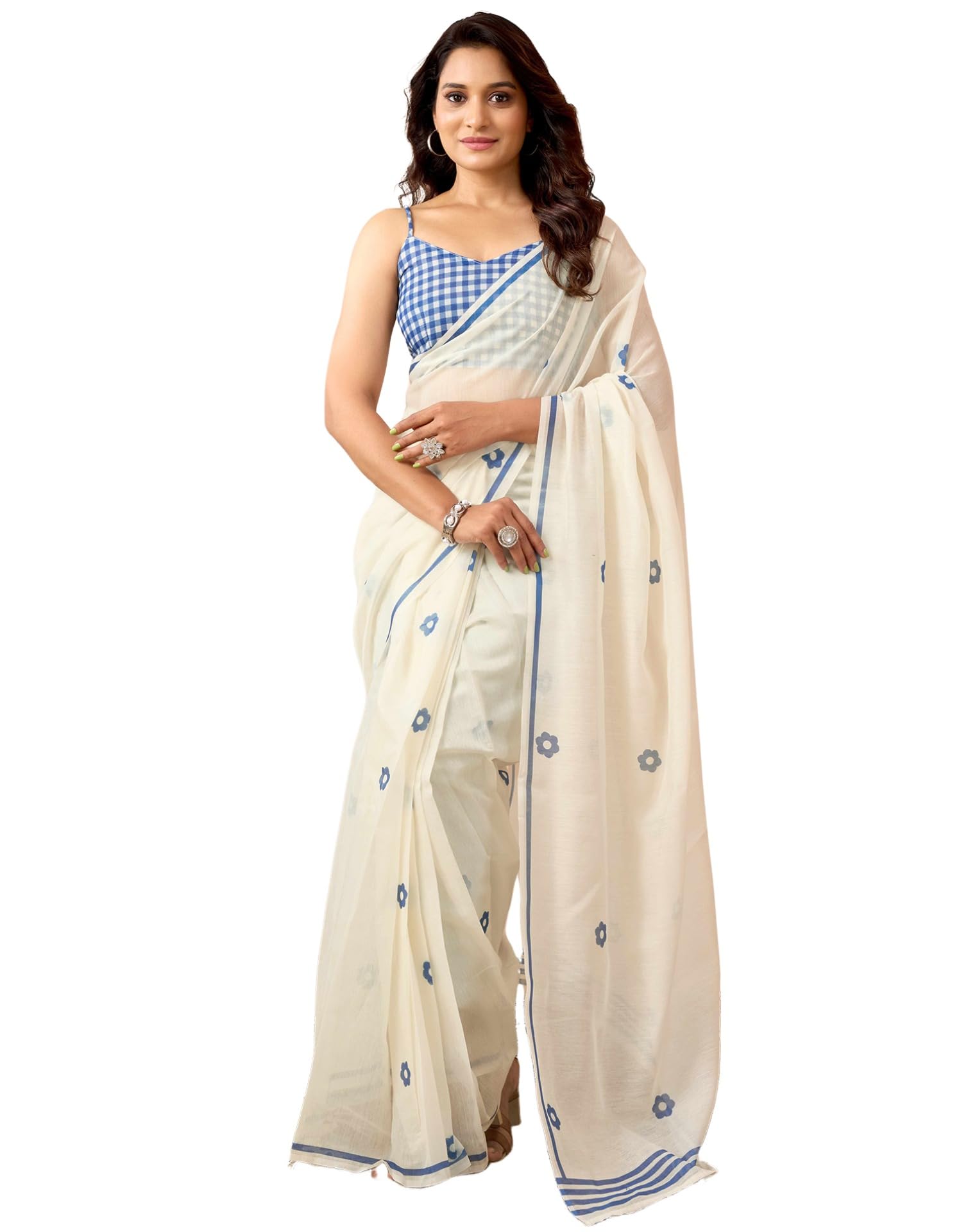 siril Women's Chanderi Cotton Printed Ready To Wear with Pocket Saree with Unstitched Blouse Piece-picture-25