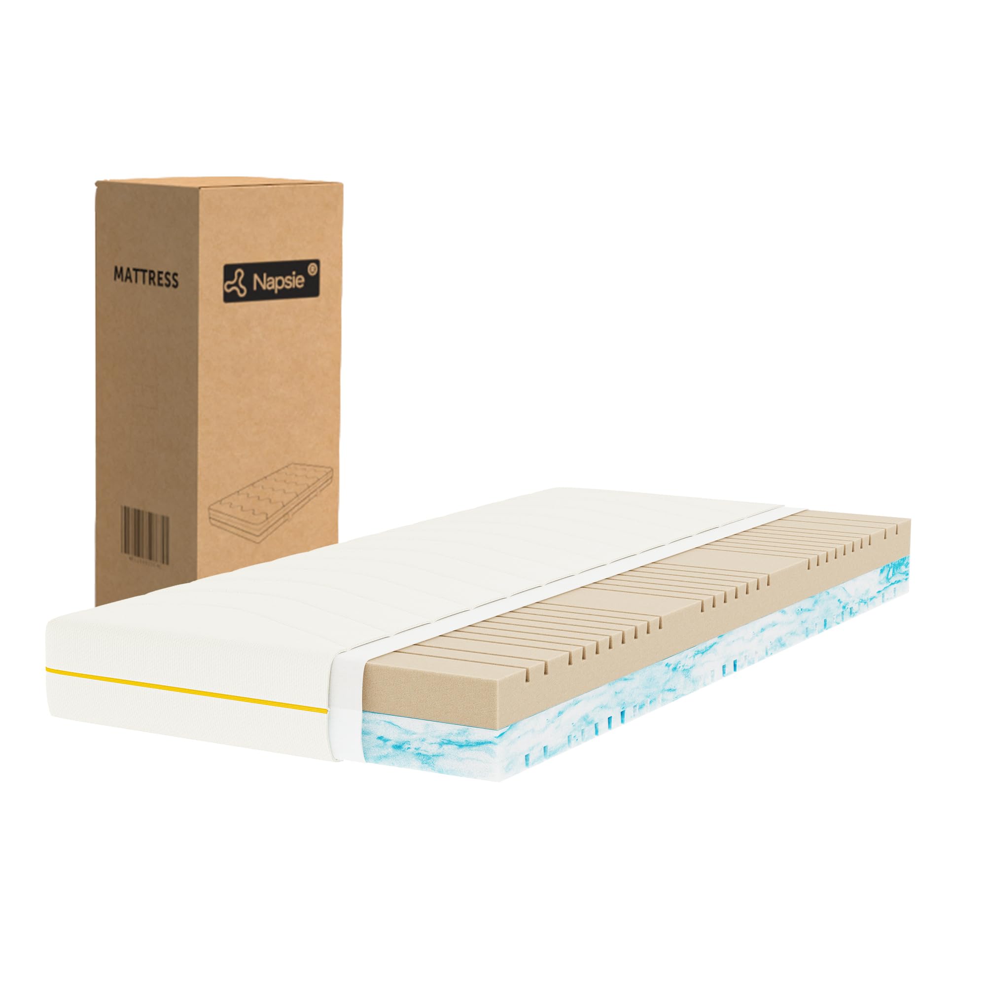 NAPSIE 7-Zonen Matratze | H3 Mittelfest | Ergonomische Kaltschaummatratze | Hypoallergen & Antibakteriell | Bezug abnehmbar & waschbar | Oeko-TEX®(18cm, 90 x 200 cm)
