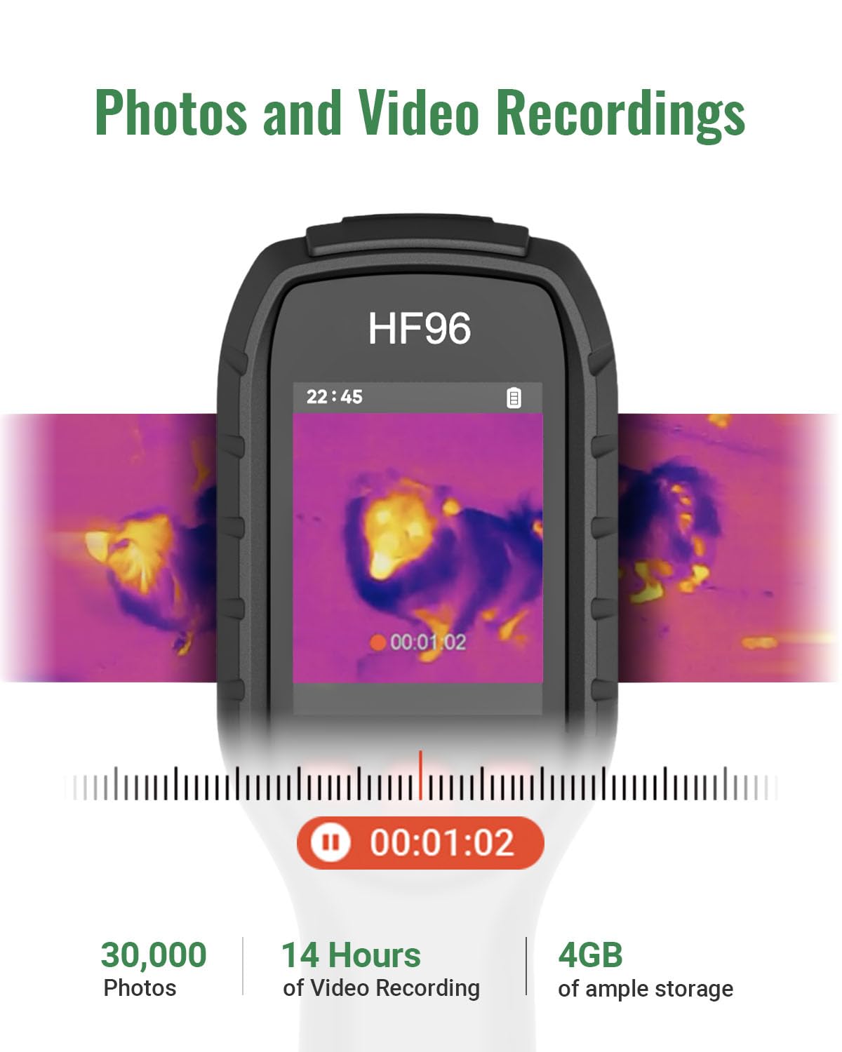 HF96 Thermal Camera, Super Resolution 240 x 240, Thermal Imaging Camera with Laser Pointer, Intelligent Scene Detection, 96 x 96 IR Resolution, 25 HZ Infrared Camera, -4°F~1022°F,11h Runtime 5
