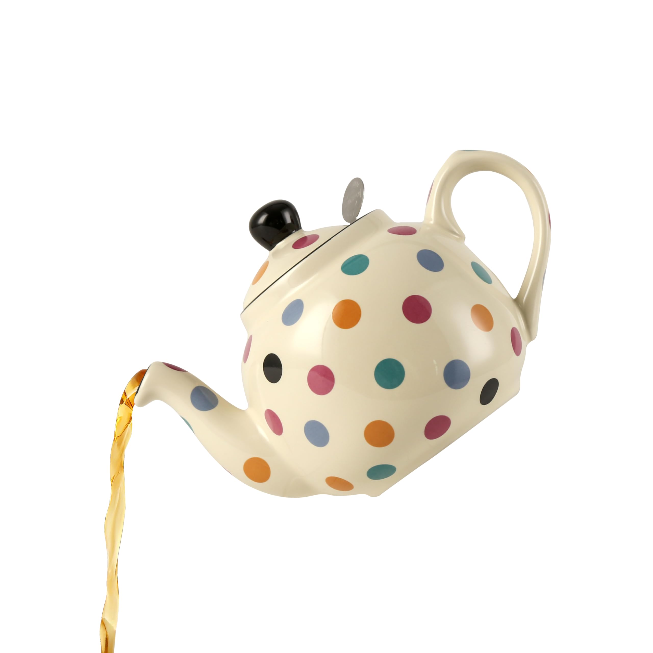 London Pottery Théière en céramique de 600 ml avec infuseur en acier inoxydable, façon élégante et sophistiquée de boire du thé pour 1 à 2 personnes (ivoire multispot, théière avec infuseur, 600 ml)