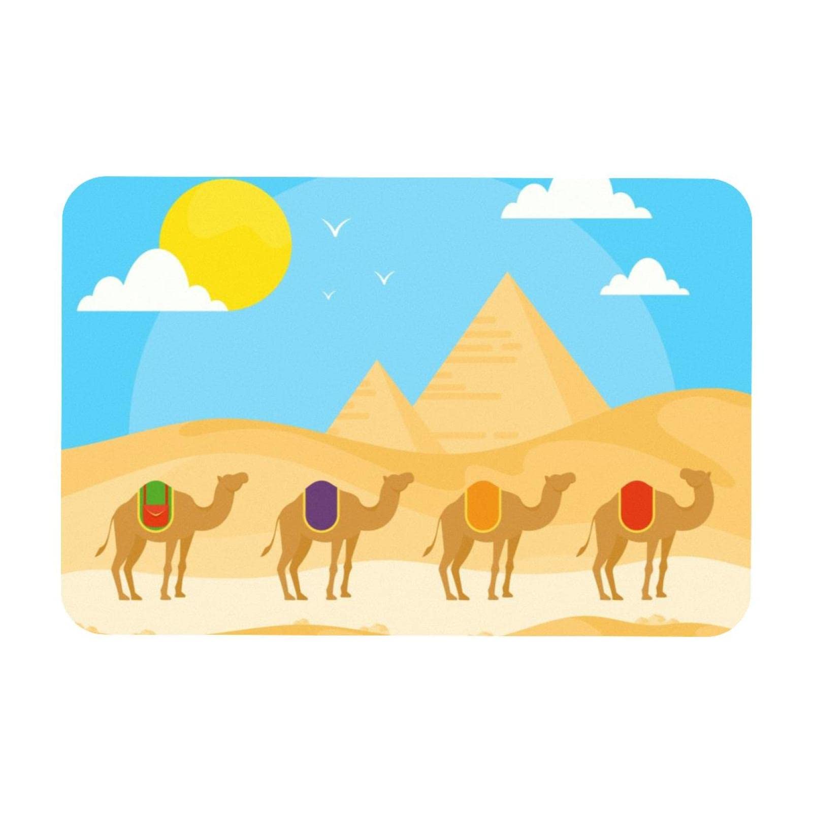 Fußmatte für den Innenbereich, Motiv: ägyptische Pyramide, Camel, rutschfest, saugfähig, für den Eingangsbereich, maschinenwaschbar, für den Außenbereich, 50 x 47 cm