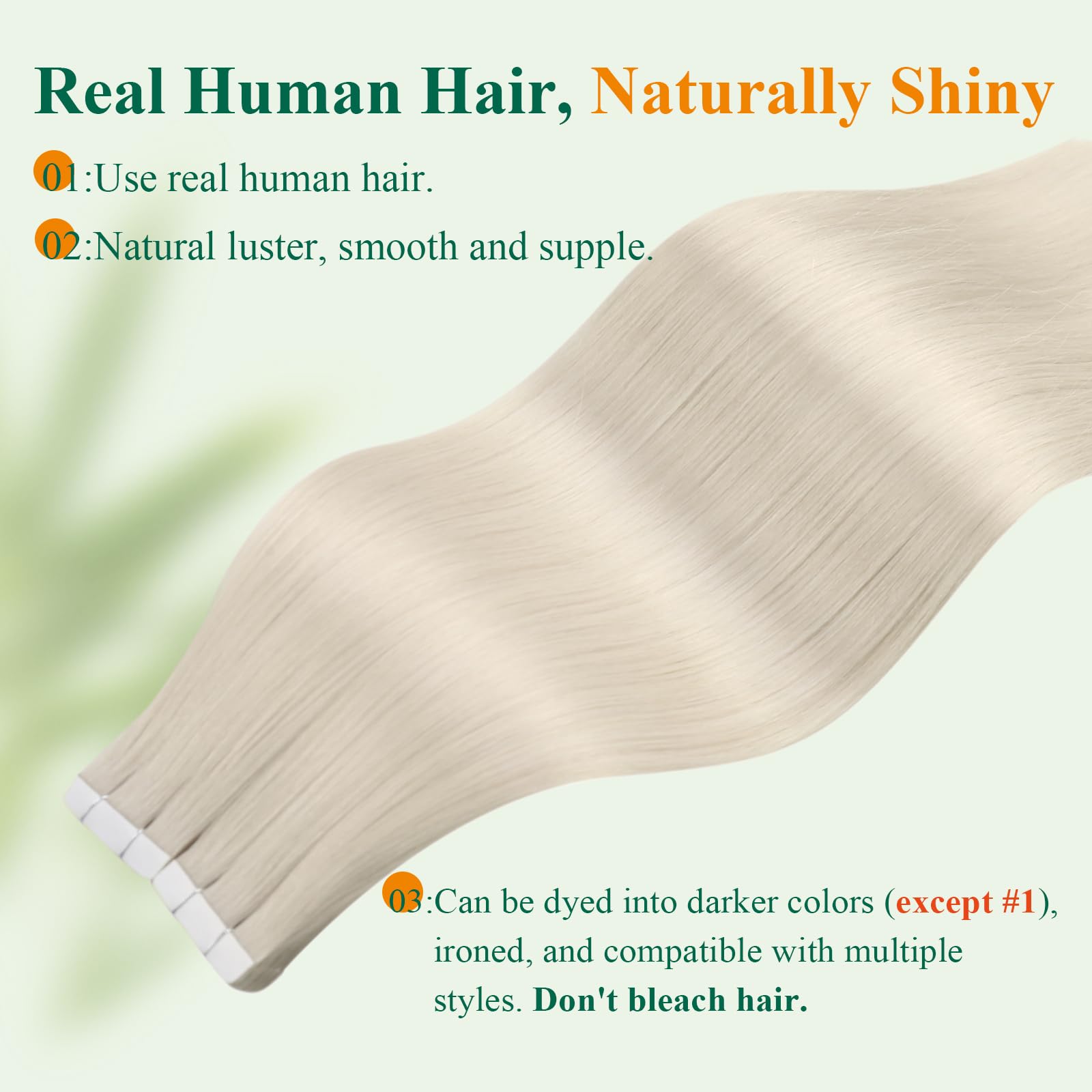 Easyouth Blonde Tape in Hair Extensions Human Hair Seamless Human Hair Tape ins Extensions White Blonde Tapes in Human Hair Extension with Natural Look 18Inch 20Pcs 40g — view 5