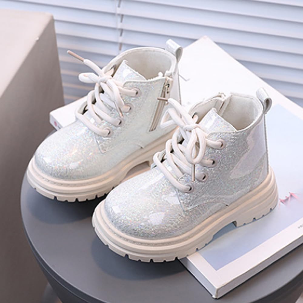 Toddler Girl Lace Up Zipper Waterproof Ankle Leather Boots