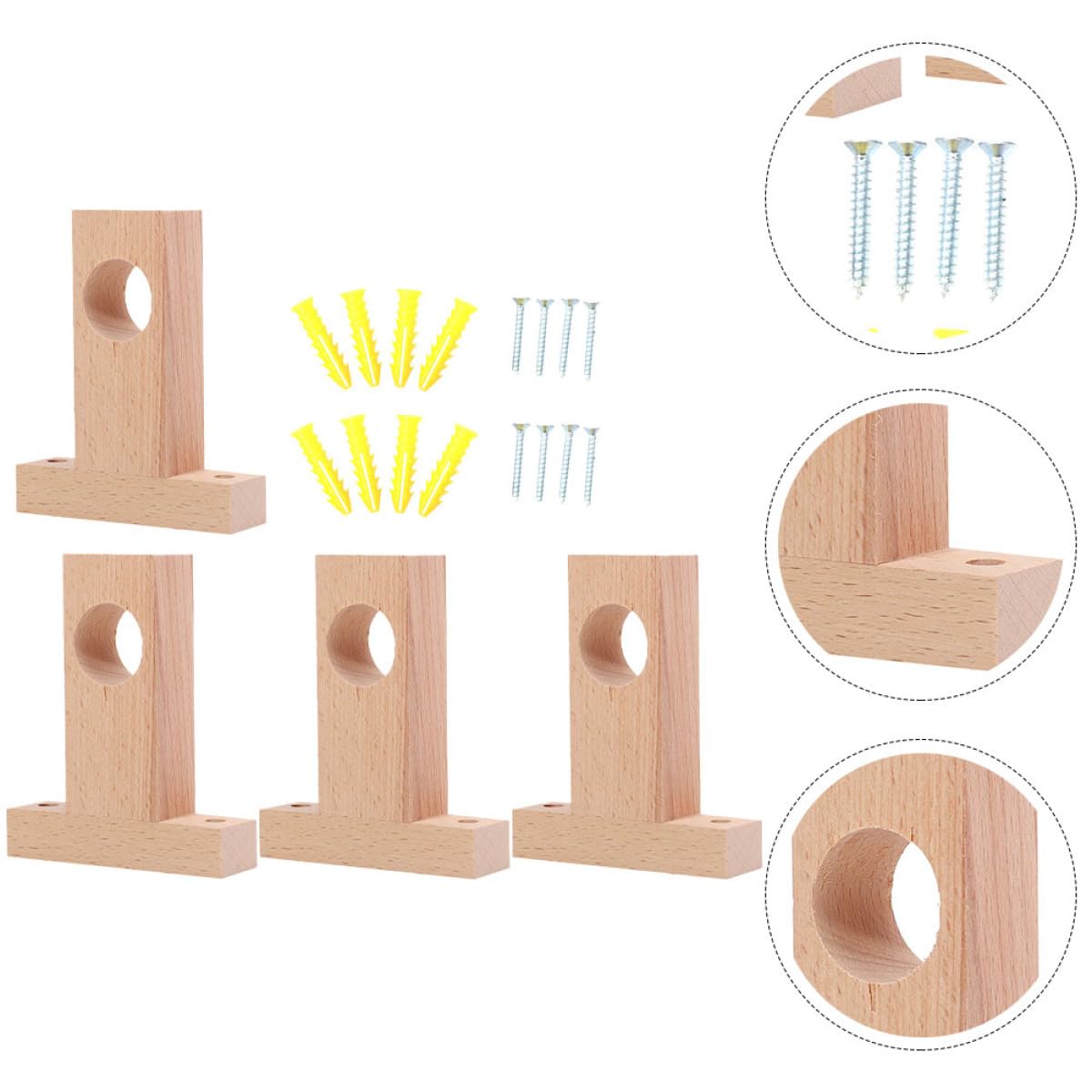BESTYASH Supporti 4 Pezzi Bastoni Legno per per Tende Beige