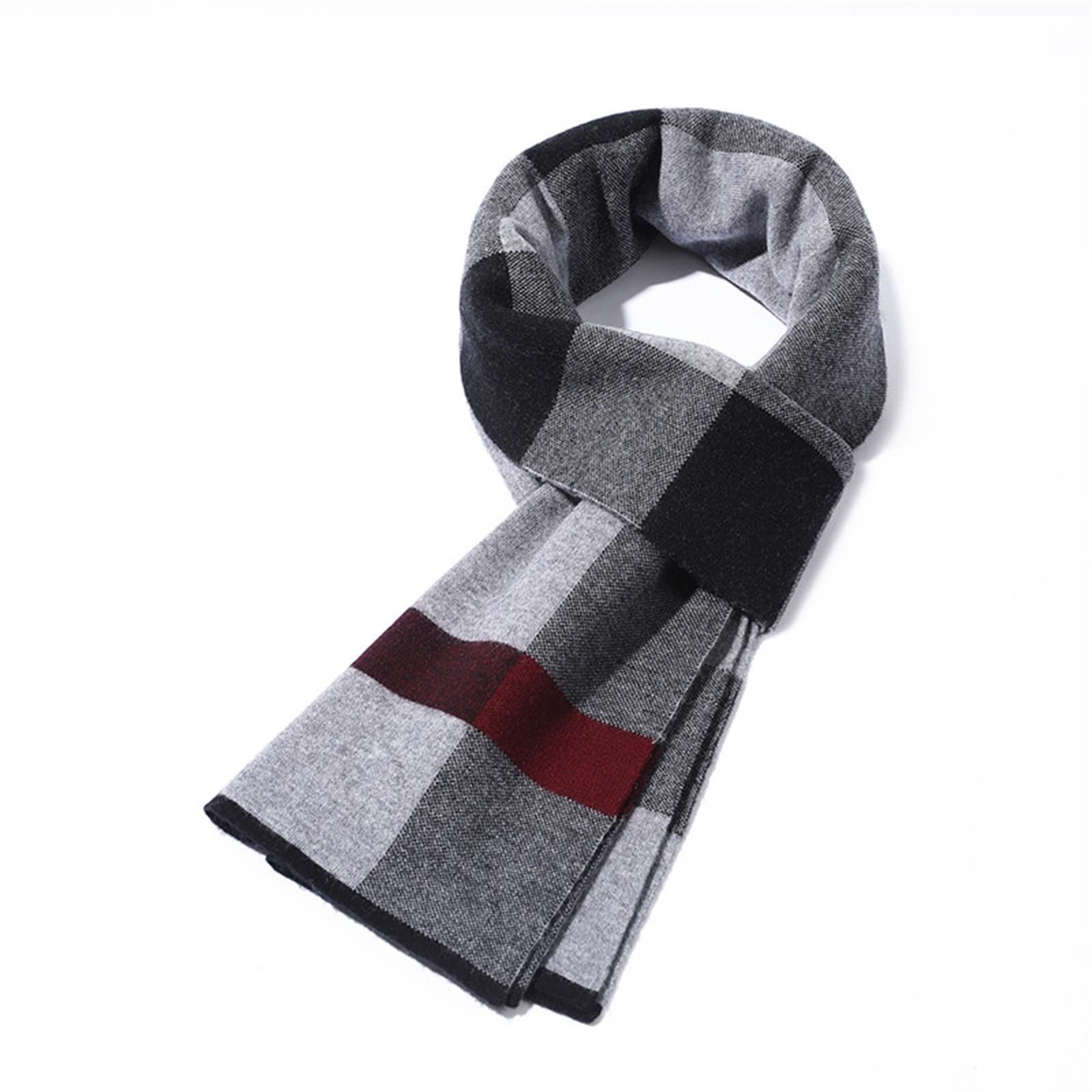 FRAH Sciarpa Invernale da Uomo, Sciarpa in Lana a Righe Scozzesi for Uomo (Color : A, Size : 70.8 x 11.8in)