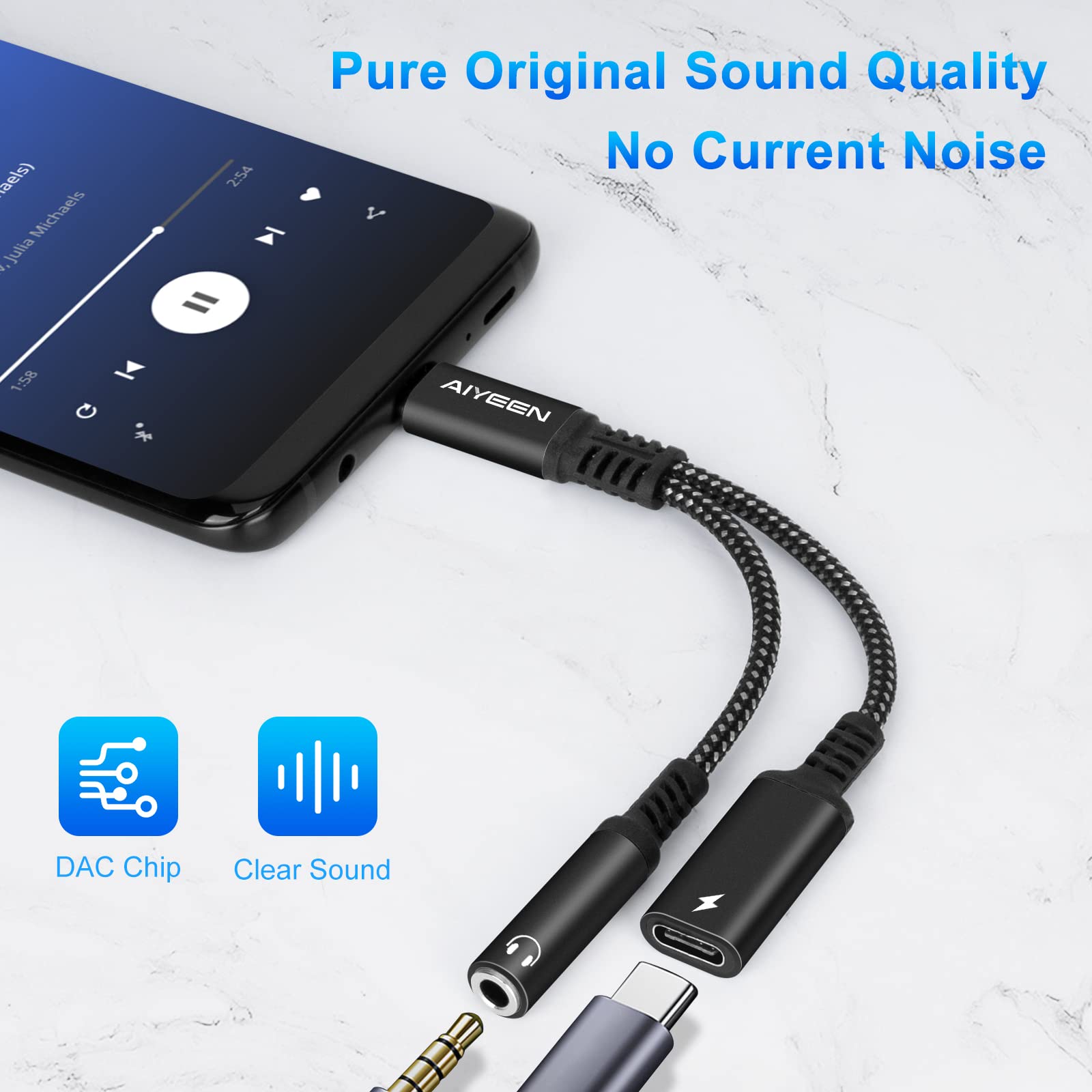 Adattatore USB-C A Jack 3.5mm Con Ricarica - 2 In 1 Per IPhone 15 E Samsung, Audio HiFi E Ricarica Rapida