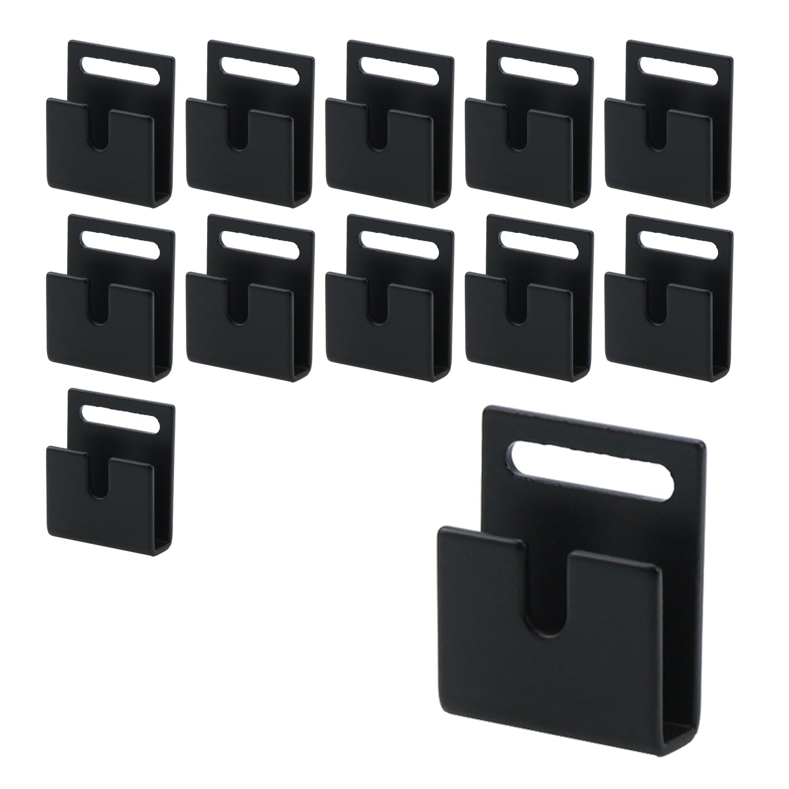 HEVSTIL12 Pack Wall Hanger Hooks Iron Tile Hangers Black Fastener Brackets Mounting Brackets Wall Mounted Hook Fastene for Ceramic Tile Display Small Size with Screws