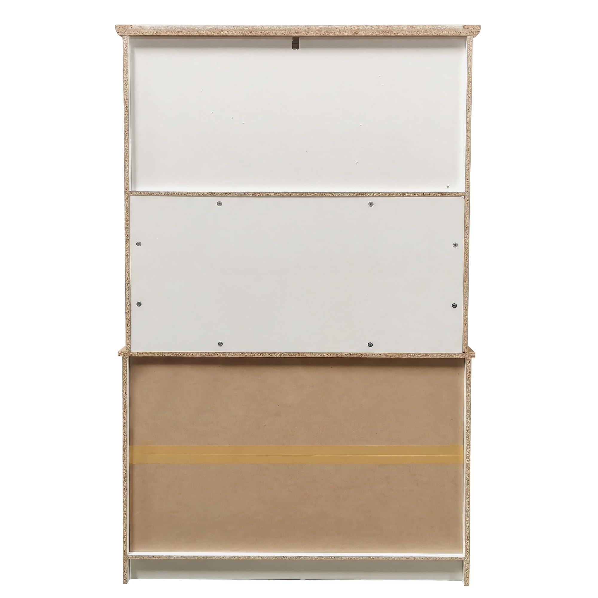 TIZZ Credenza da cucina con vetrine, 2 cassetti, ante, barra appendiabiti, 106 x 39 x 176,5 cm, moderno, per cucina, sala da pranzo, corridoio, naturale, bianco