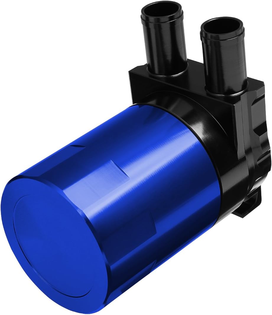 DNA Motoring PT-ZTL-9048-BL-BK Blue 240ml Aluminum Baffled Oil Catch Can Reservoir Tank, 1 Pack