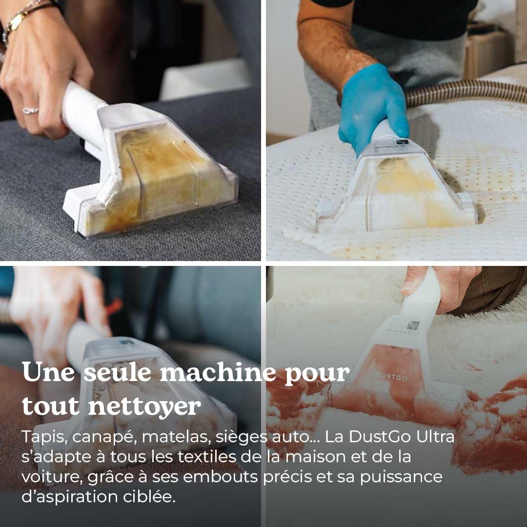 DUSTGO - Shampouineuse Canapé Tissu, Nettoyeur pour Tapis & Moquettes, Moteur 600W, Compact et Portable, Nettoyeur Voiture, Réservoir Amovible, Pour Meubles, Escaliers, Tissus d'Ameublement
