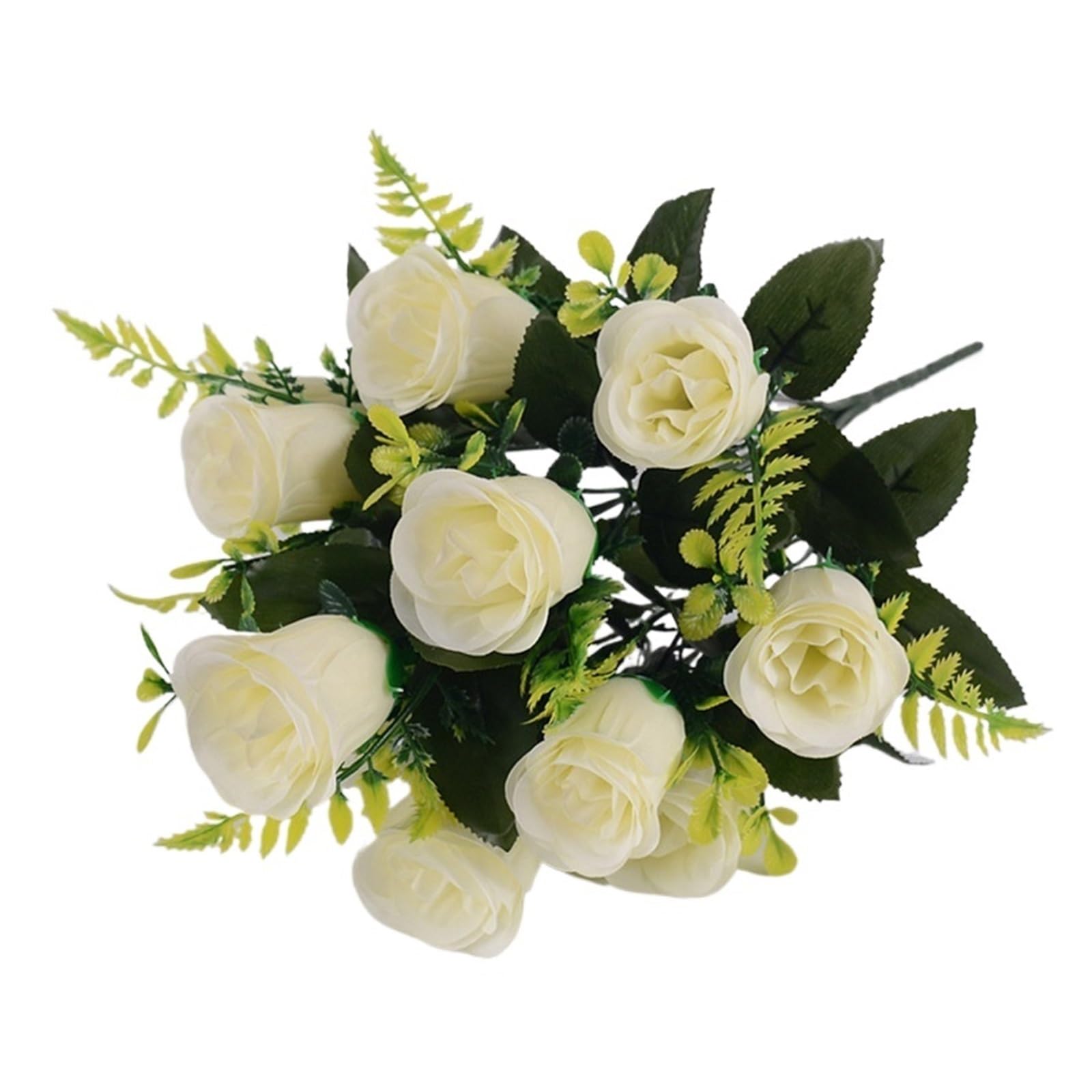 43cm Rose Silk Bouquet Rose Artificial Flowers 12 Heads Bridal Wedding Home Party Decoration Fake Flowers Artificial Flowers Fiori Artificiali Peonie(White)