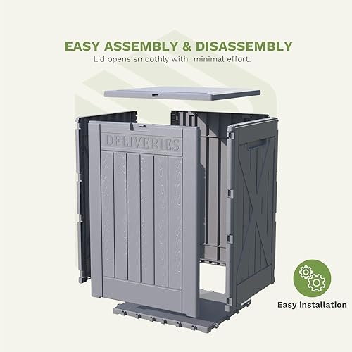 Vista 153 de Patiowell 30 Gallon Resin Deck Box, Outdoor Storage Box for Patio Furniture, Deliveries, Pool Supplies,Waterproof and Lockable, Grey