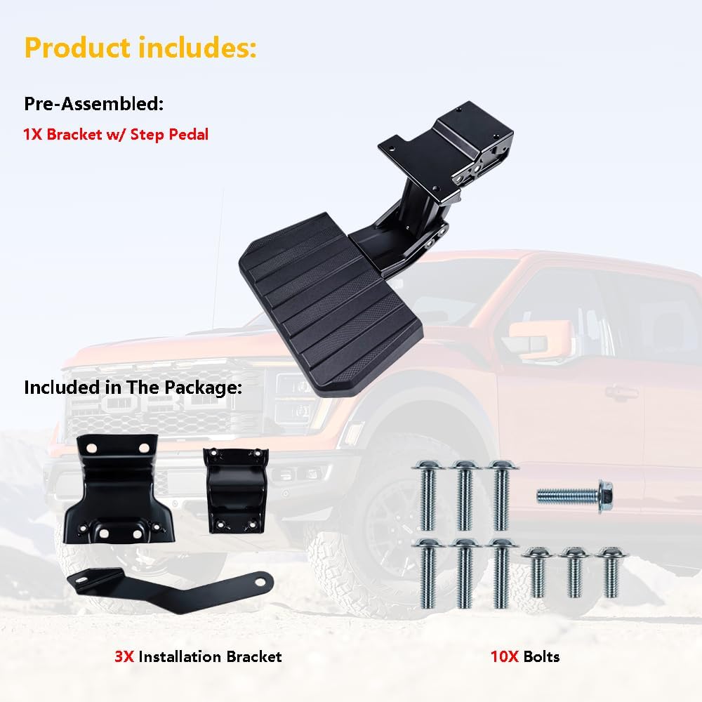 Rear Bed Step Tailgate Bedstep VRL3Z17A958A | Fit for 2024 2025 2026 Ford F150 Pro Access Tailgate | OE VRL3Z-17A958-A Folding Truck Step Retractable Bumper Tailgate Step