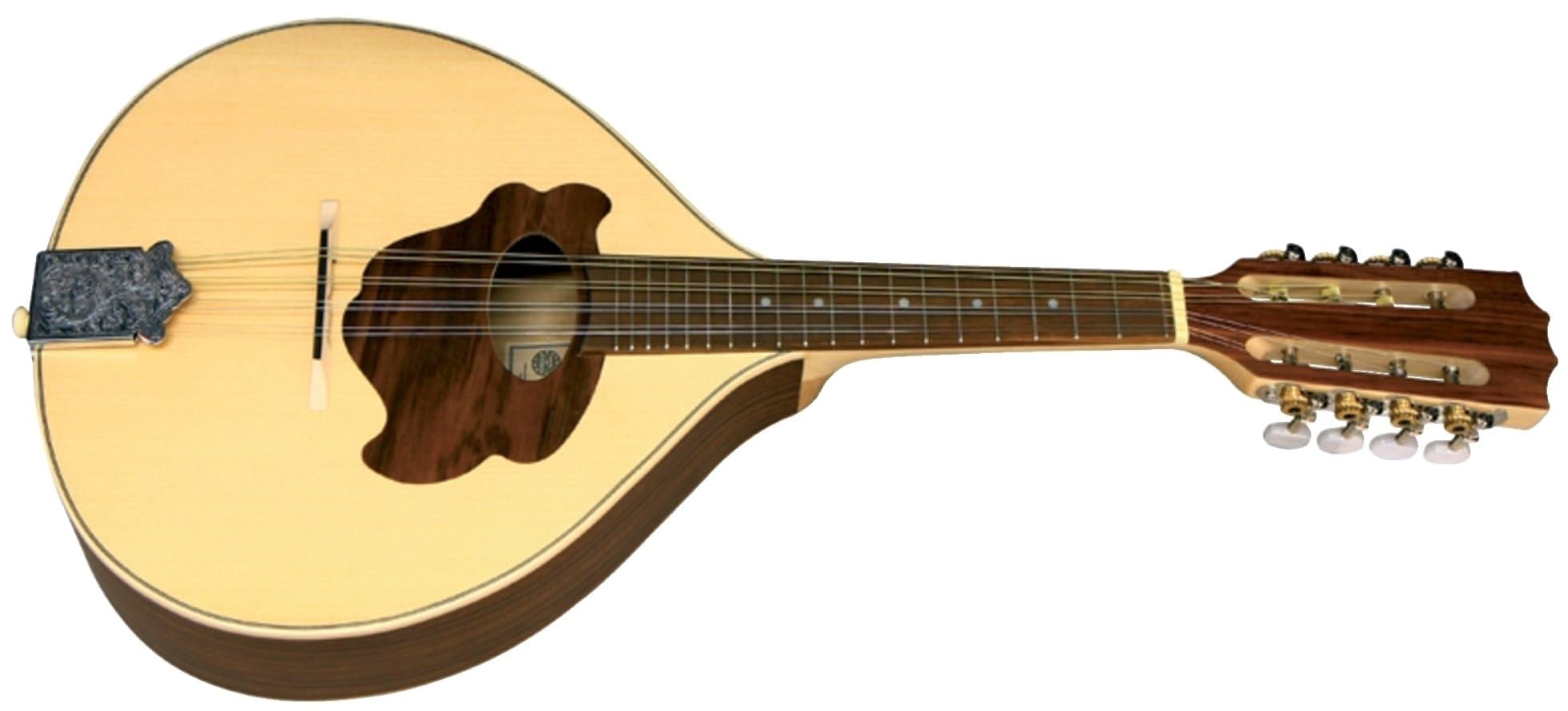 GEWA Mandolino Pro Natura Silver - Mandolino piatto - Forma portoghese - Tavola armonica in abete massello - Fondo bombato in acero - Finitura satinata - Made in Europe