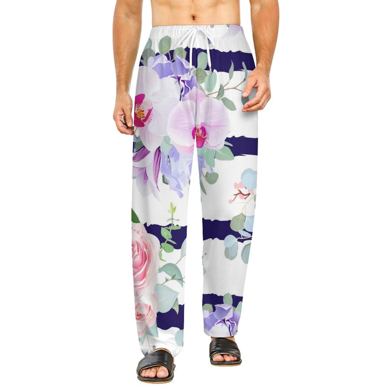 Bas de pyjama femme long rose pourpre en taille S avec poches - 7