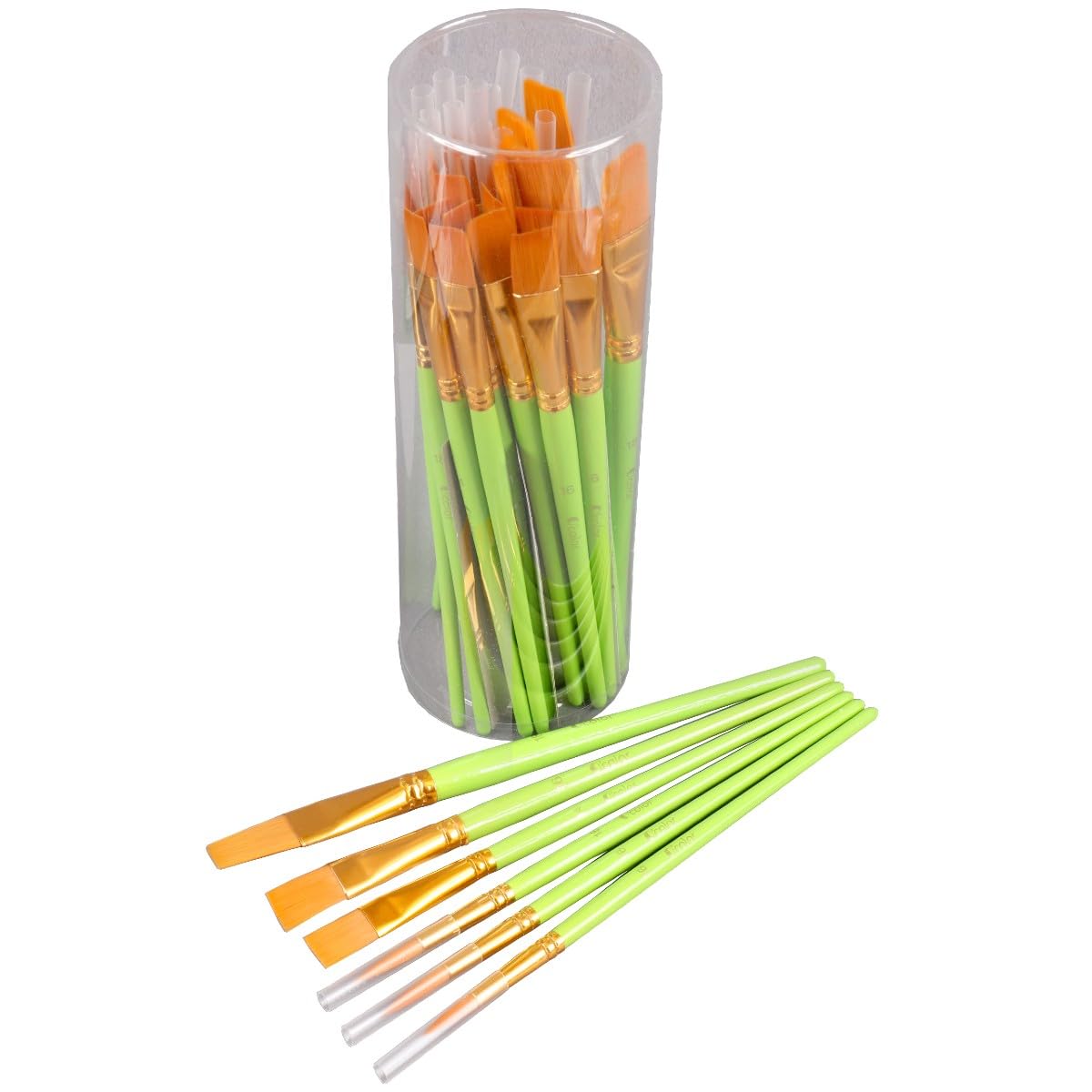 Set de pinceaux poils en nylon, 36 pinceaux brosses en fibres synthétiques, ronds & plats