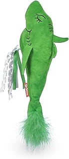 Dr. Seuss for Pets Dr. Seuss One Fish Two Fish Catnip Kicker Cat Toy, Green Fun Plush Toy for Cats | Cat Exercise Toy with Feathers & Catnip | Catnip Toys, Cat Toys with Catnip, 12 "(FF19713)