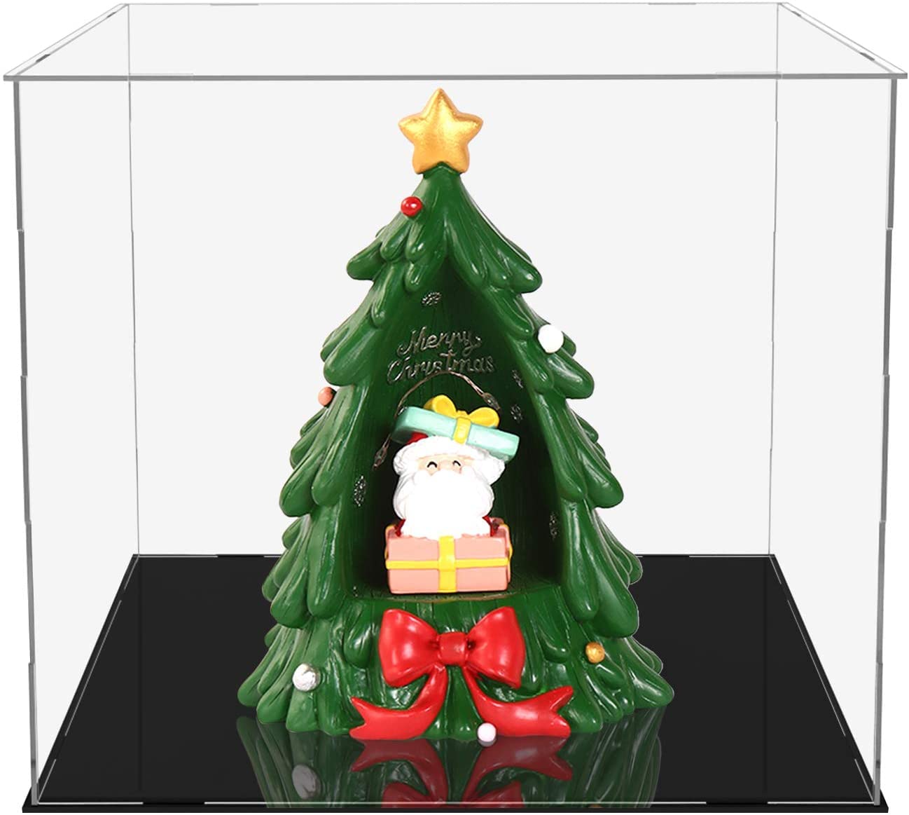 Clear Acrylic Display Case,Self-Assembly display cases for figures,countertop Box Cube Organizer Stand Riser Dustproof Showcase for Basketball Soccer ball Figure Toys Collectibles(10.2x10.2x10.2 inch) 2
