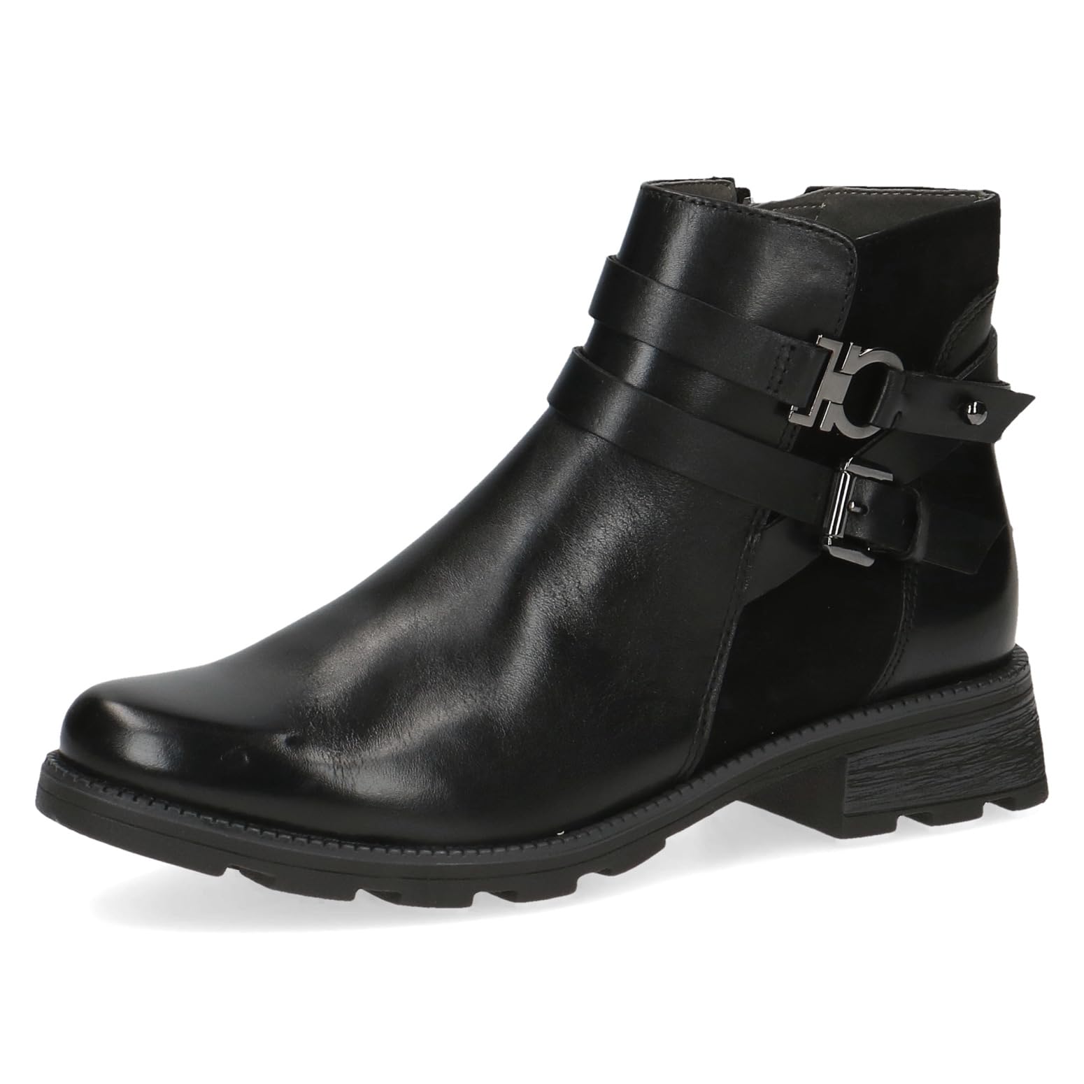 CAPRICE Women's ankle boots without heel Airmotion made of leather Flat Width G, Black (Black Comb), 5.5 UK