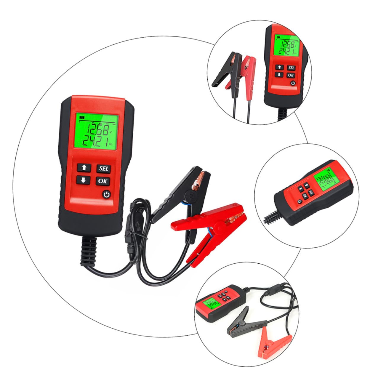 HEMOTON Tester per Batteria Auto Digitale 12V Display Durata Batteria, Funzionamento Affidabile e Accurato, Materiale ABS e Rame, Adatto per Veicoli Passeggeri