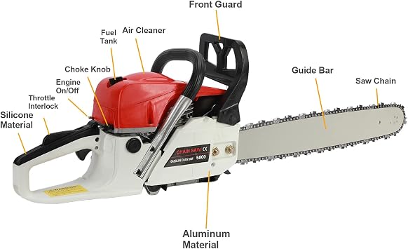 Gas Chainsaw 58CC Power Chain Saw 20 Inch Guide Board Chain Saws Handheld Cordless Petrol Chain Saws for Trees Gas Powered Farm, Ranch & Garden Tools 20Inch