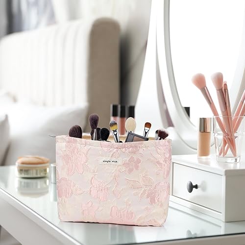 Miniatura 4 de Bolsa de maquillaje estética, bolsa de cosméticos de gran capacidad, bolsa de maquillaje floral de lona, bolsa de viaje, bolsa de maquillaje, bolsa