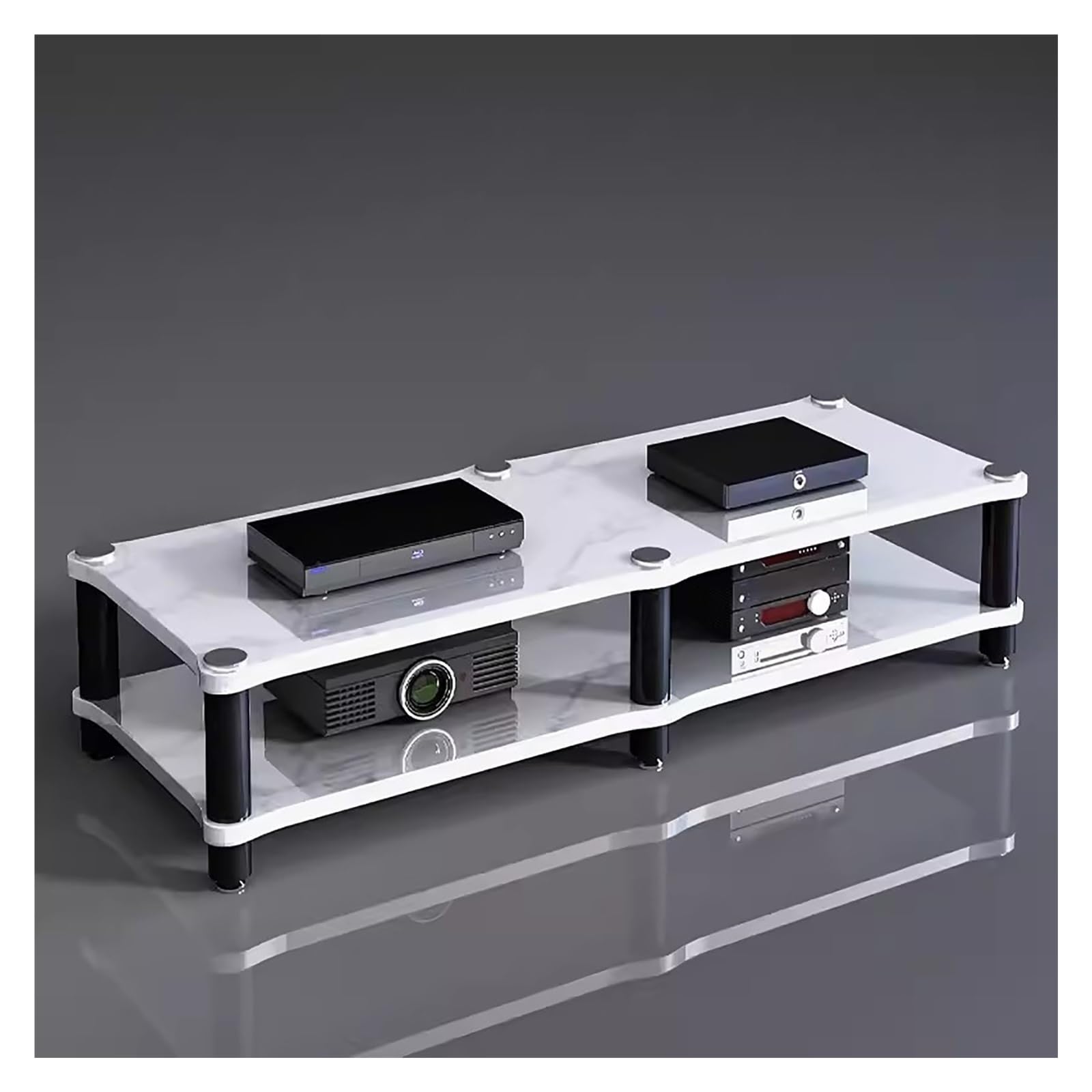 Support Multimédia De 120 Cm De Long Pour Composants Audio/vidéo, Supports Et Supports Stéréo Domestiques, Rack D'équipement Audio Moderne Et Droit, Unité Modulaire Ouverte, Blanc, 1 Niveau
