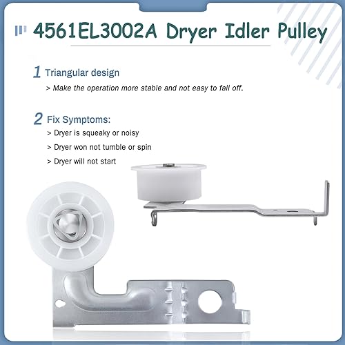 Vista 4 de Upgraded Dryer Rollers Kit Compatible with LG Kenmore Dryers Parts Includes Drum Roller 4581EL2002C Dryer Belt 4400EL2001A and Idler Pulley