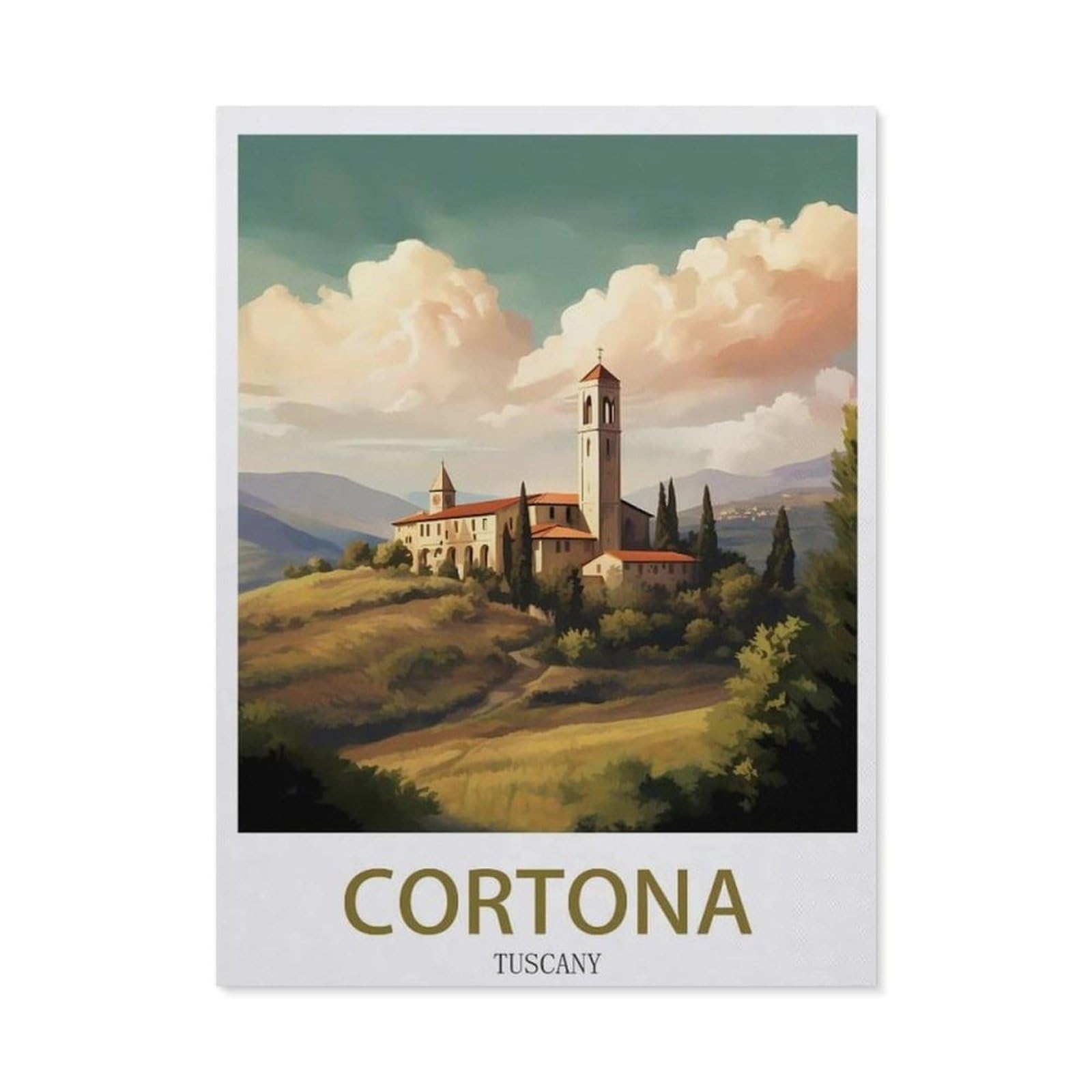 Vintage Wall Decor Metal Poster Plaque，Cortona Tuscany，Sign Farmhousenostalgic Tin Sign For Home Cofe Kitchen Pub Bar Wall Decor(20x30cm）8x12 inch-EE6