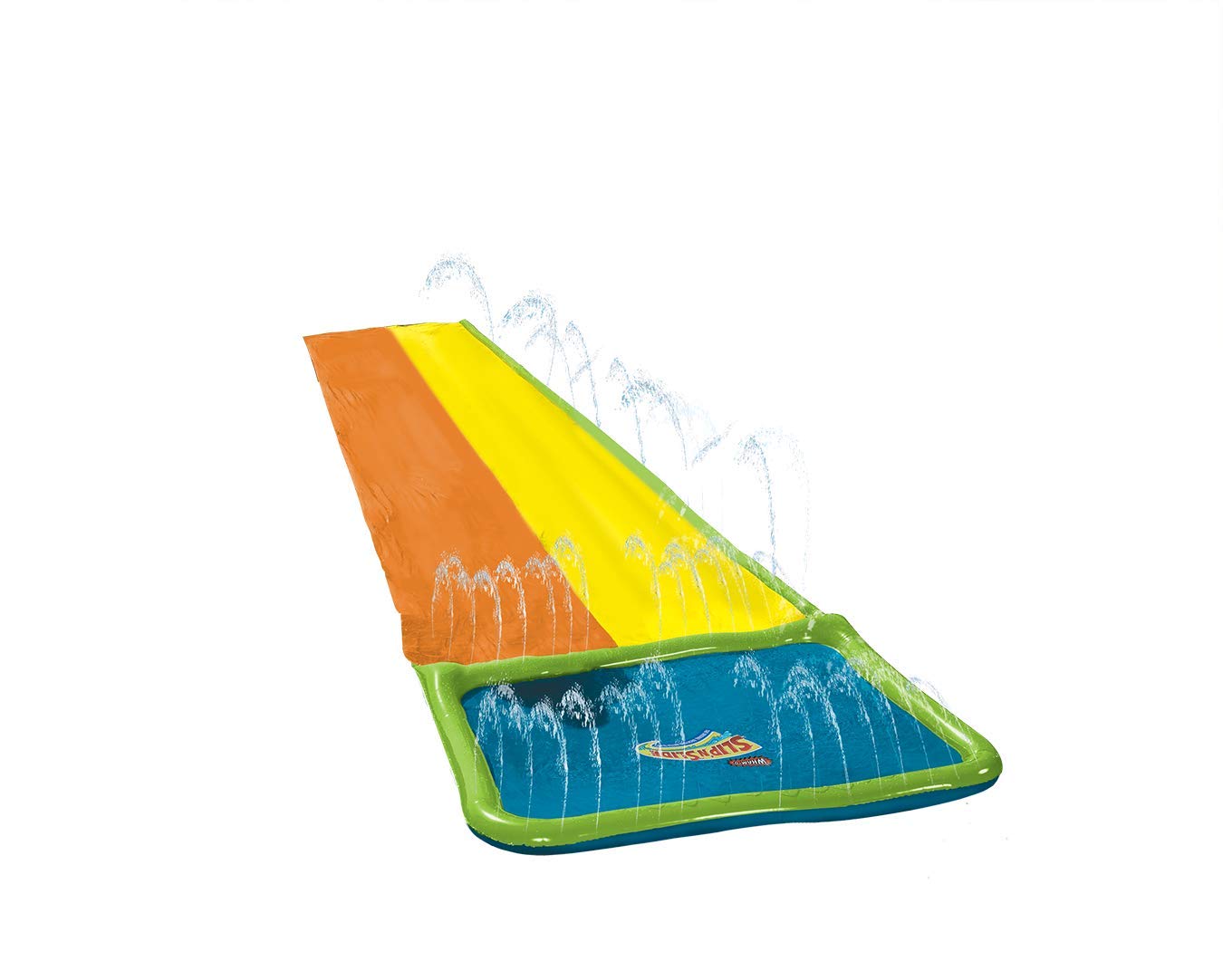 Wham-O Toboggan Aquatique Slip 'N Slide Double Piste avec Piscine, 18 Pieds Extra-Long, Inclut 2 Planches – Jeu d'Été Extérieur pour Enfants de 5 à 12 Ans