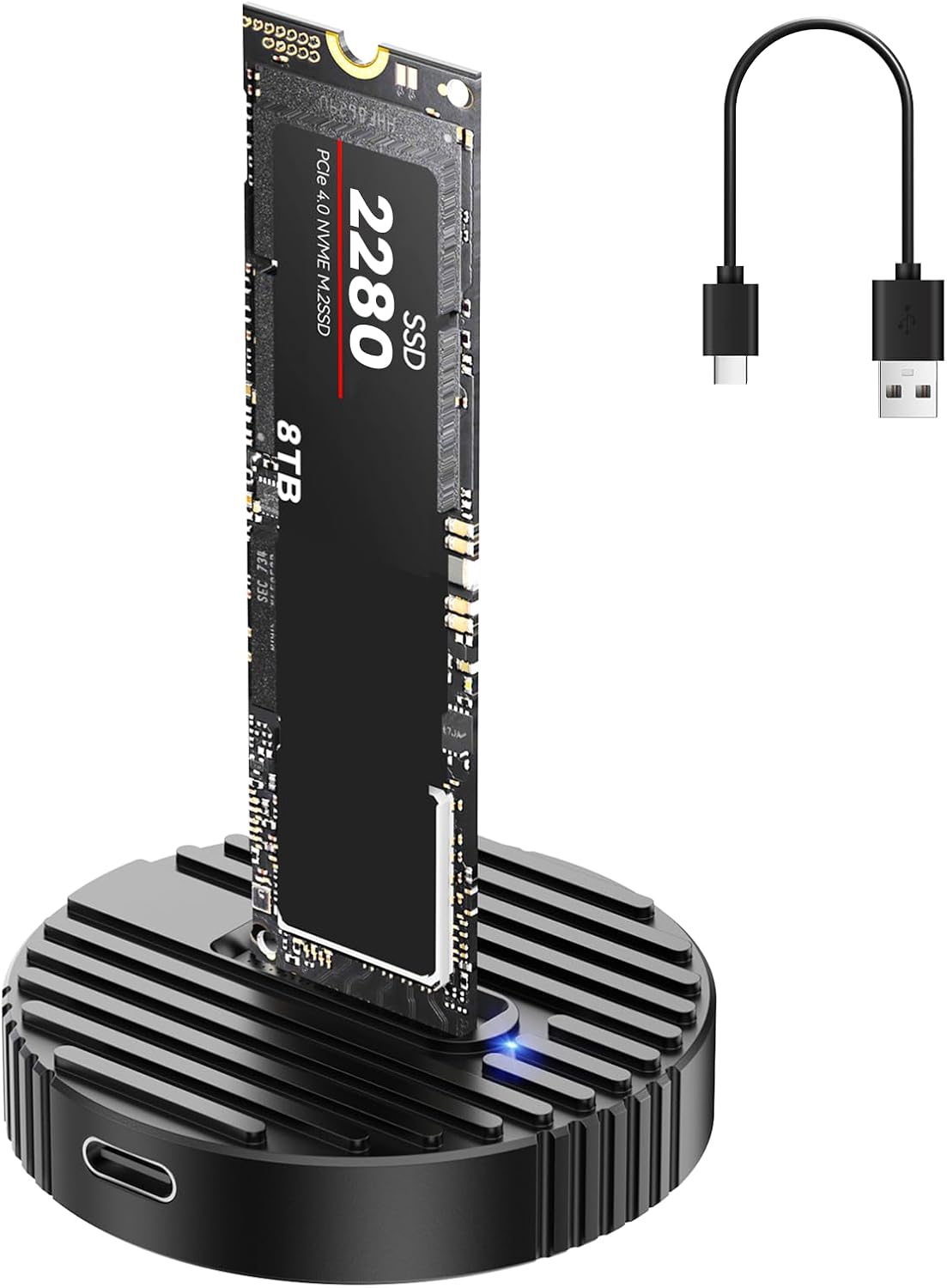 Tool-Free M.2 NVMe & SATA to USB C Docking Station, 10Gbps SSD Reader Adapter for Data Rescue & External Storage, Supports M/B+M Key NVMe PCIe & SATA NGFF 2230-22110, for Laptop, PC