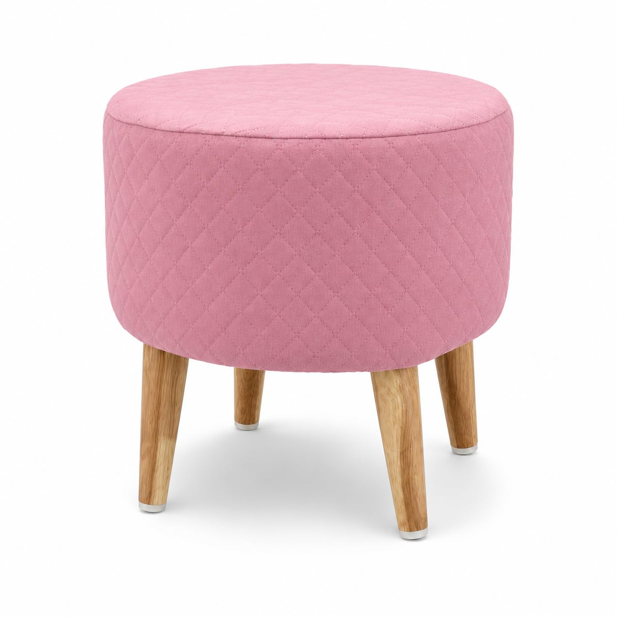 Round Ottoman Stool | Multipurpose Footrest & Extra Seating (Pink)-image-34