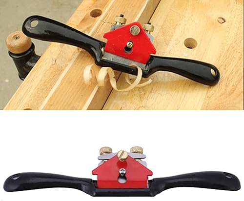 Miniatura 3 de Oumefar Spokeshave Plane 9 Pulgadas Ajuste Spokeshave Herramienta de Recorte de Mano Herramienta de carpintería con Doble Tornillo Negro Rojo