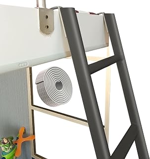 Escalera De Metal para Literas, Camper/Remolque De Viaje/Van Autocaravana Escalera Lateral con Cama Doble con Cojín De Escalera Y Ganchos, Escalera para Cama Elevada Colgante (Color: Negro,