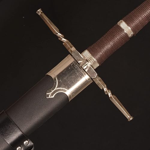 Miniatura 5 de Espada TW de acero al carbono de metal real, juego de cosplay Prop Espada de plata de Geralt, espada de lobo blanco, espada medieval occidental,